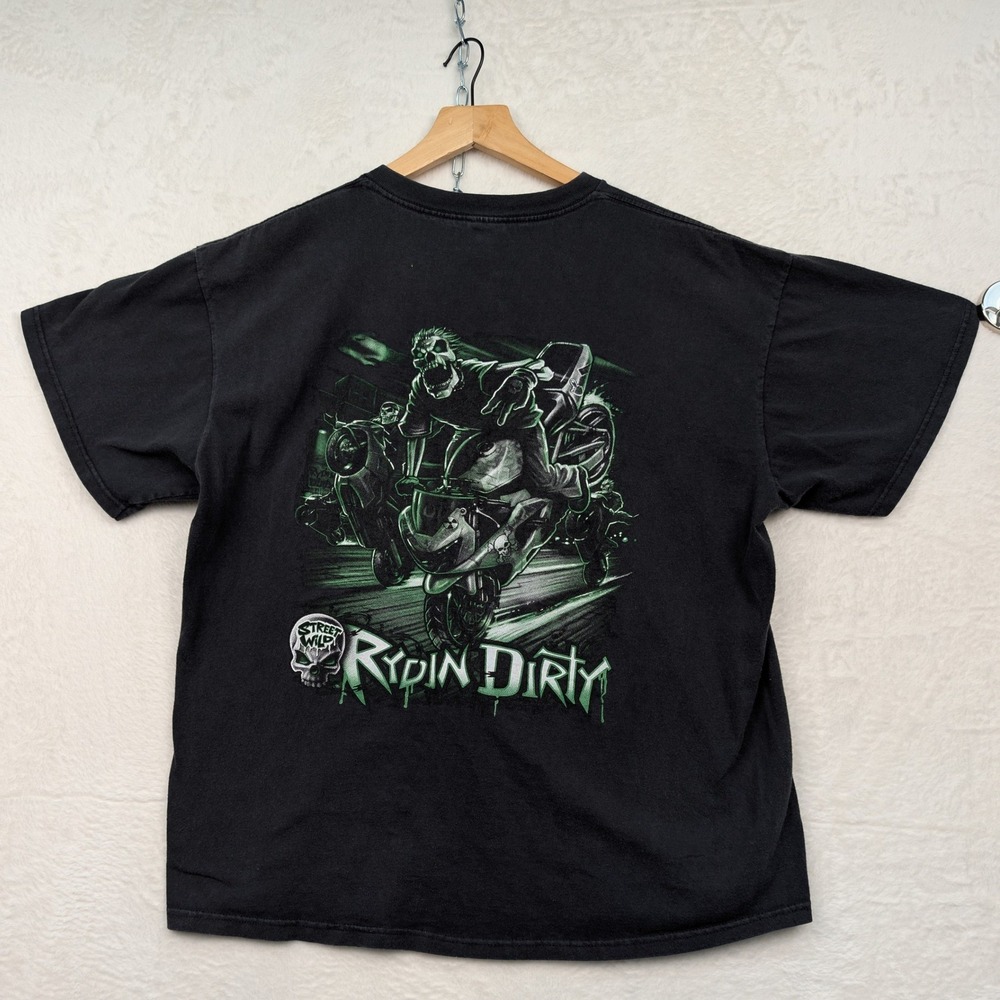 VTG Delta T-Shirt Men's XL Black Rydin Dirty Street Wild Biker Streetwear Y2K